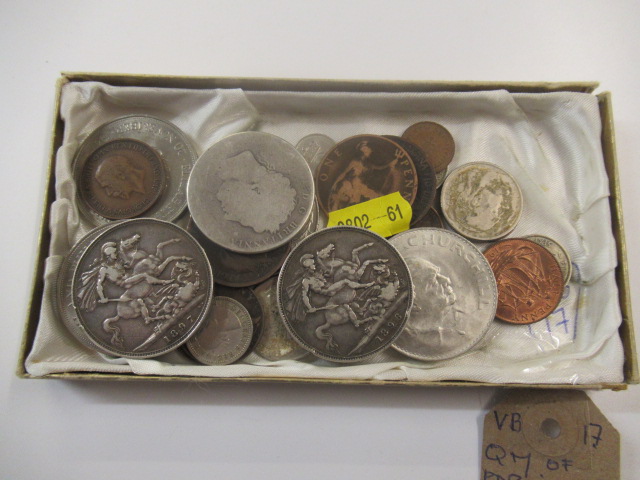 QUANTITY OF ENGLISH COINS INCLUDING 1896 / 97 SILVER CROWNS Image