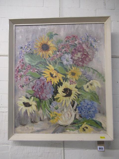 EDITH HEATH FLORAL OIL ON BOARD Image
