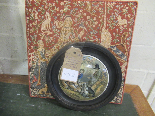 THREE WALL PLAQUES INCLUDING LADY AND THE UNICORN TAPESTRY Image