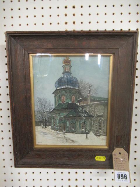 EARLY 20TH CENTURY GOUACHE OF ORTHODOX CHURCH SIGNED C DILLON Image