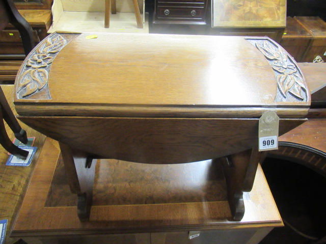 SMALL CARVED DROP LEAF TABLE Image