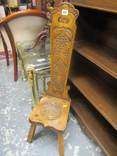 CARVED OAK SPINNING STOOL Image