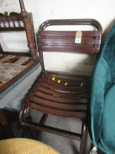 PAIR OF METAL FRAMED STACKING CHAIRS Image