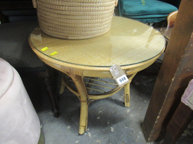 GLASS TOPPED BAMBOO COFFEE TABLE Image