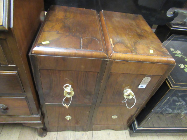 PAIR OF WALNUT BEDSIDE CABINETS Image