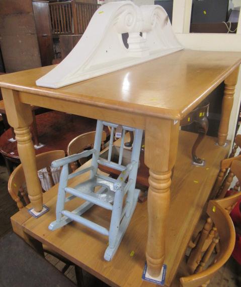 BEECH KITCHEN TABLE AND SIX CHAIRS Image