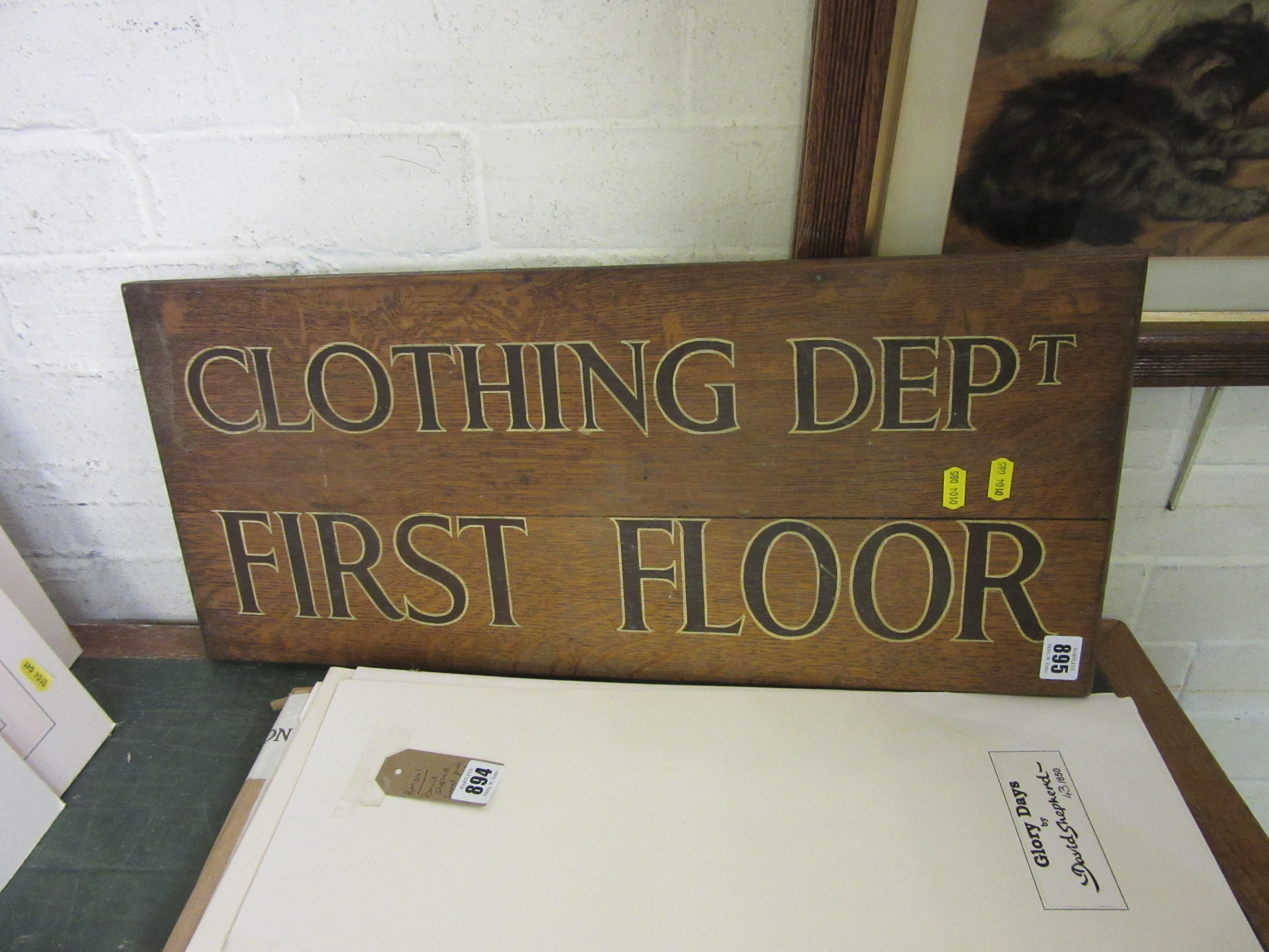 Clothing department wooden sign | Hartleys Auctioneers & Valuers