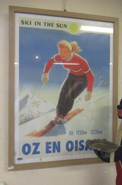 FRENCH SKIING POSTER AND A VINTAGE GRAND PRIX POSTER Image
