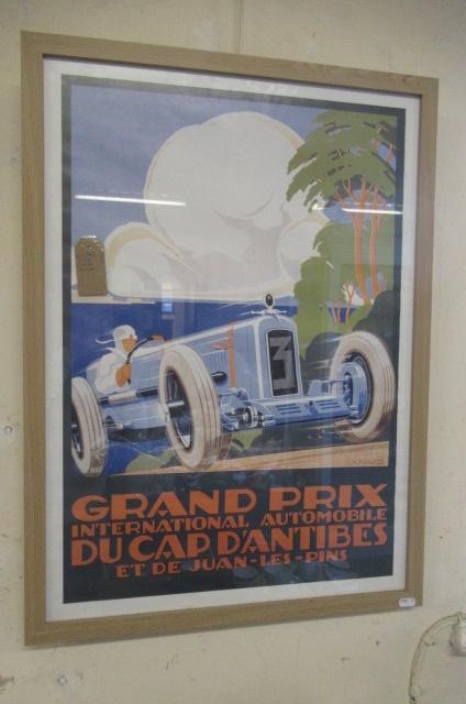FRENCH SKIING POSTER AND A VINTAGE GRAND PRIX POSTER Image
