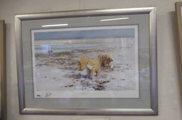 PRINT OF POLAR BEARS SIGNED DAVID SHEPHERD Image