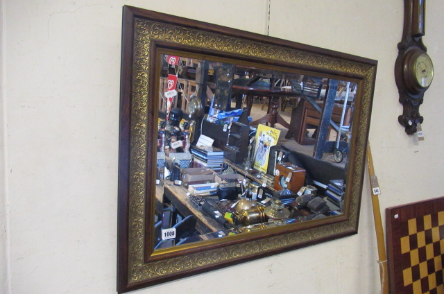 GILT AND MAHOGANY FRAMED MIRROR Image