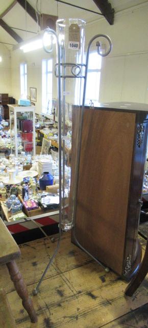TALL GLASS AND METAL FLOWER STAND Image