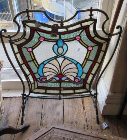 VICTORIAN STAINED GLASS FIRE SCREEN Image