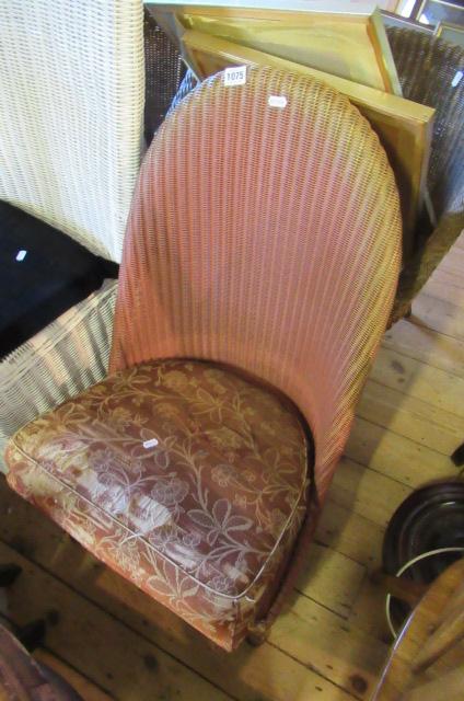 LLOYD LOOM CHAIR AND A WICKER STICK STAND Image