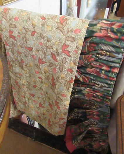PAIR OF GREEN AND A PAIR OF CREAM CURTAINS Image