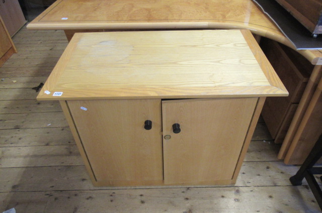 OAK VENEERED TWO DOOR CUPBOARD Image