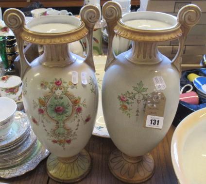 PAIR OF TALL CERAMIC URNS Image