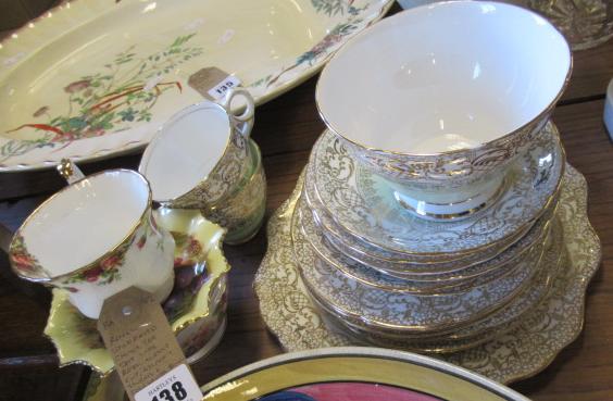 ROYAL STAFFORD CHINA TEA SET  ROYAL ALBERT CUP  AYNSLEY SAUCER AND COLCLOUGH BOWL Image