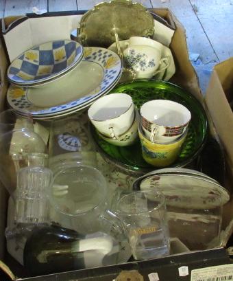 BOX OF CERAMICS AND GLASS ETC Image