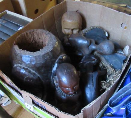 BOX OF AFRICAN CARVINGS Image