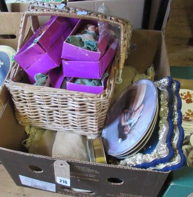 BOX OF MISCELLANEOUS INCLUDING BASKET OF DOLLS ETC Image