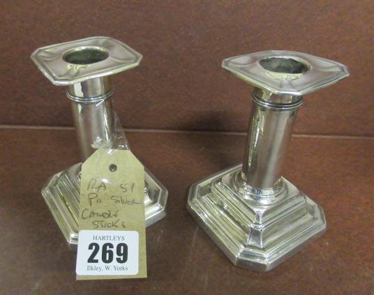 PAIR OF SILVER CANDLESTICKS Image