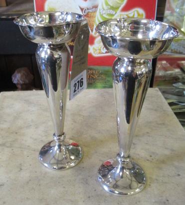 PAIR OF SILVER TRUMPET VASES Image