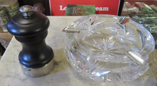 SILVER MOUNTED ASH TRAY AND PEPPER GRINDER Image