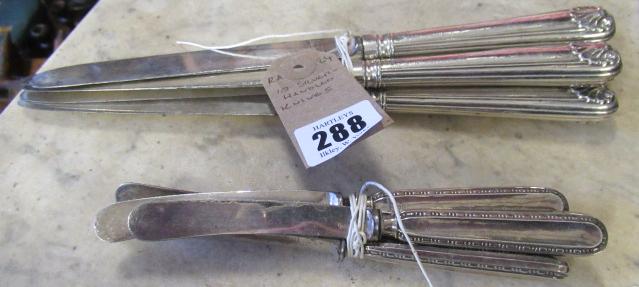 TEN SILVER HANDLED KNIVES Image