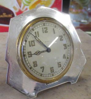 CASED TRAVELLING CLOCK WITH SILVER FASCIA Image