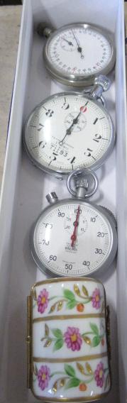 THREE STOPWATCHES AND A TRINKET BOX Image