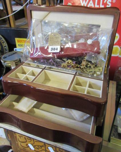 BAG OF COSTUME JEWELLERY AND A JEWELLERY BOX Image