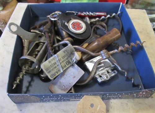 TIN OF VINTAGE CORKSCREWS ETC Image