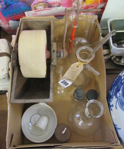 QUANTITY OF SCIENTIFIC EQUIPMENT AND A STONE WHEEL SHARPENER Image