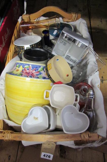 BASKET OF CERAMICS AND GLASS ETC Image
