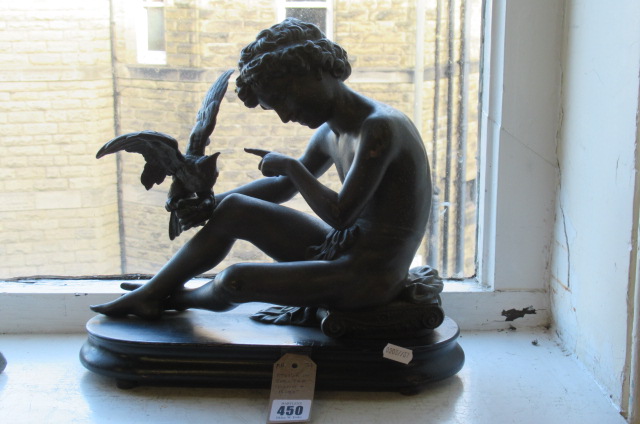 SPELTER FIGURE OF DAVID AND A BIRD Image