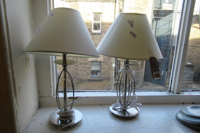 PAIR OF CHROME TABLE LAMPS Image