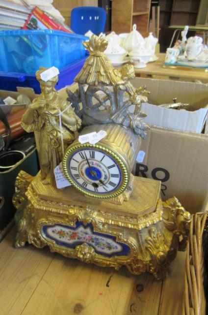 FRENCH GILT AND ENAMEL MANTLE CLOCK Image
