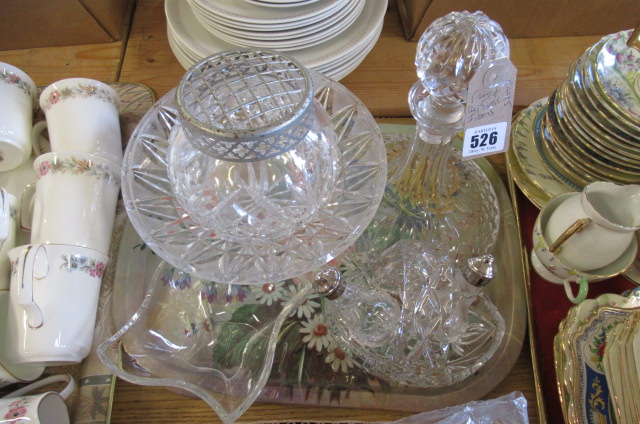 TRAY OF CUT GLASS ITEMS Image