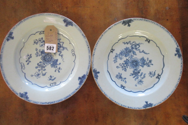 TWO CHINESE BLUE AND WHITE PLATES Image