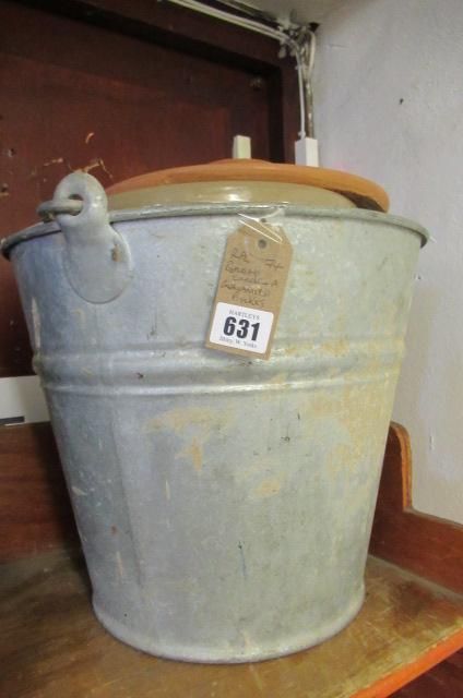 BREAD CROCK AND A GALVANIZED BUCKET Image
