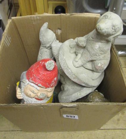 BOX OF STONE GARDEN ORNAMENTS Image