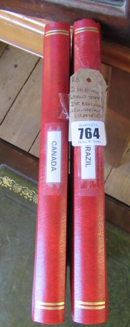 TWO ALBUMS OF WORLD STAMPS INCLUDING BRAZILLIAN AND CANADIAN Image