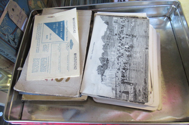 BOX OF POSTCARDS INCLUDING A RATION BOOK Image