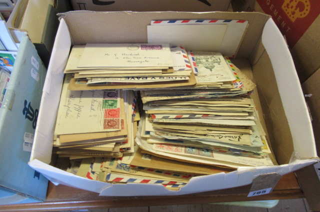 BOX OF VINTAGE ENVELOPES AND STAMPS Image