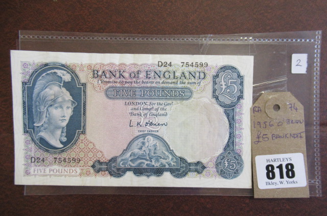 1956 OBRIEN £5 BANK NOTE Image