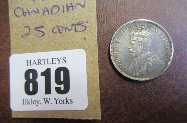 1917 CANADIAN 25 CENT COIN Image