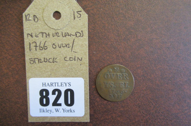 NETHERLANDS 1766 OVERSTRUCK COIN Image