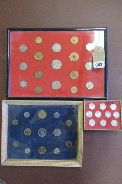 THREE CASED COIN DISPLAYS OF WORLD COINS Image