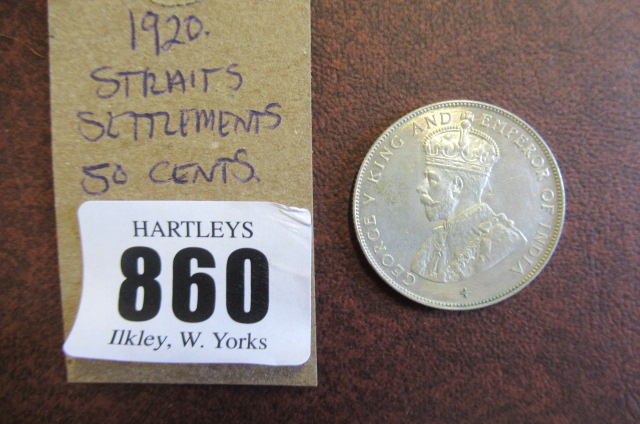1920 STRAITS SETTLEMENTS 50 CENTS Image